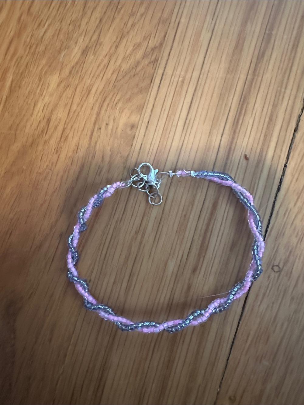Delicate Pink & Silver Braided Bracelet